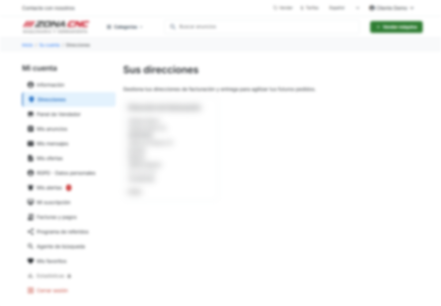 Sección «Direcciones» de tu cuenta